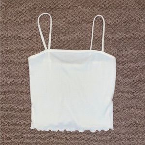 classic white lettuce trim tank top
